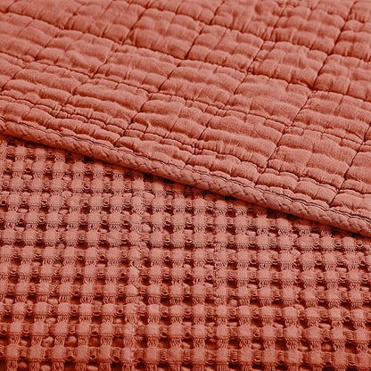 Levtex Home Mills Waffle King Bedspread Set (120x104in) with 2 Pillow Shams (36x20in) - Adobe - Cotton King Size Bedspread Set - Soft, Pre-Washed