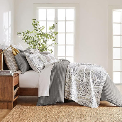 Levtex Home - Cloud Waffle Comforter Set - King Comforter + Two King Pillow Cases - Waffle Weave - Grey - Comforter (106 x 94in.) and Pillow Case (36 x 20in.) - Cotton