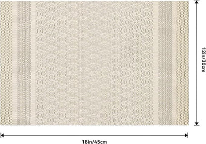 Leetaltree Stardust Yellow Placemats Set of 4 - Heat Resistant Non-Slip Place mats for Dining Table, Washable Durable PVC Vinyl Woven Table Mats（Stardust Yellow, 4）