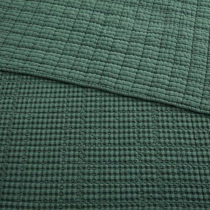 Levtex Home Mills Waffle Twin Bedspread Set (84x104in) with 1 Pillow Sham (26x20in) - Forest Green - 100% Cotton Twin Size Bedspread Set - Lightweight, Soft, Pre-Washed
