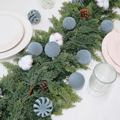 3.15inch Dusty Blue Velvet Christmas Ornaments for Xmas Tree, 12 pcs Flocked Christmas Balls Set Assortment for Holiday Decor