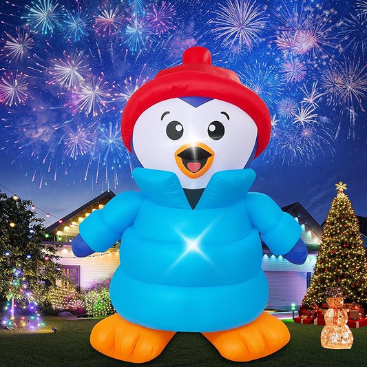 Christmas Decorations Outdoor Inflatables 6FT Penguin Yard Decor with Build-in LEDs Blow Up for Christmas Party Indoor Outdoor Yard Garden Lawn Patio