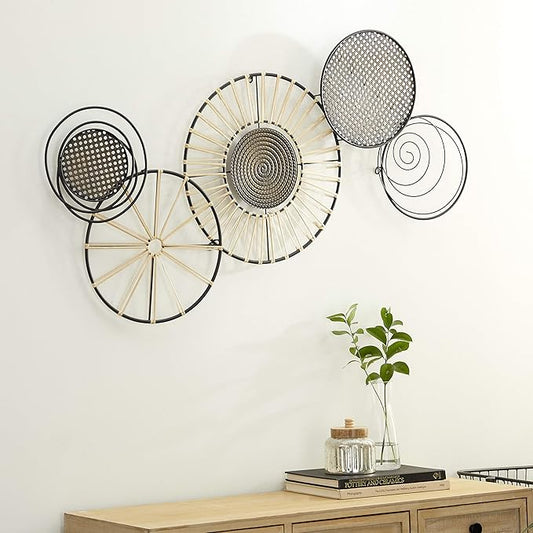 Deco 79 Metal Plate Home Wall Decor Wall Sculpture with Textured Pattern, Wall Art 47" x 2" x 21", Black