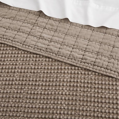 Levtex Home Mills Waffle King/Cal King Quilt Set (106x92in) with 2 Pillow Shams (36x20in) - Cocoa - Cotton Waffle King Size Quilt Bedding Set - Lightweight, Soft, Pre-Washed