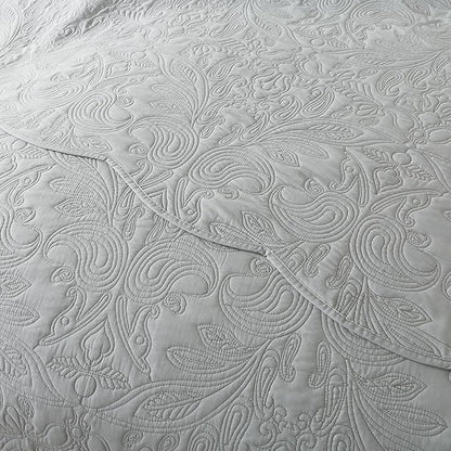 HoneiLife King Quilt Bedding Set - 3 Pieces Microfiber Quilt Sets Lightweight Bedspreads Reversible Coverlets Retro Bed Cover Quilt King Size All Season Quilts-Light Grey