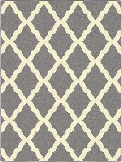Ottomanson Glamour Collection Non-Slip Rubberback Moroccan Trellis Design 5x7 Indoor Area Rug, 5' x 6'6", Gray