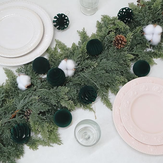 6inch Big Velvet Christmas Ornaments for Xmas Trees, 2 pcs Flocked Christmas Balls Sets for Holiday Decor