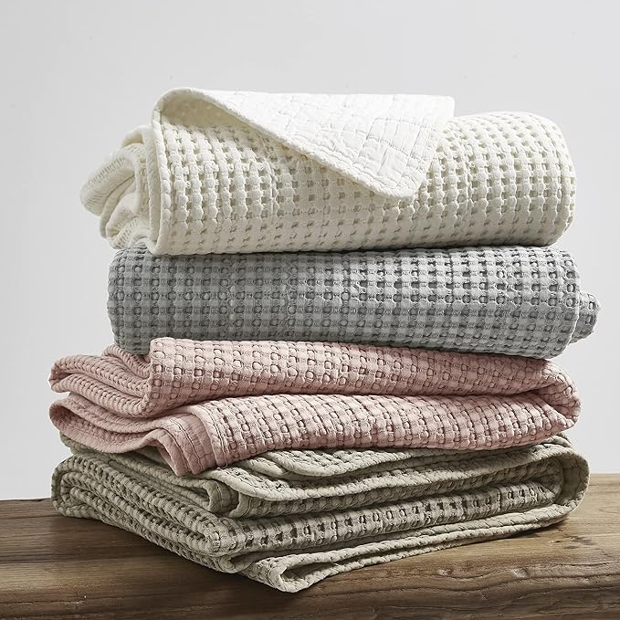 Levtex Home Mills Waffle King/Cal King Quilt Set (106x92in) with 2 Pillow Shams (36x20in) - Grey - Cotton Waffle King Size Quilt Bedding Set - Lightweight, Soft, Pre-Washed