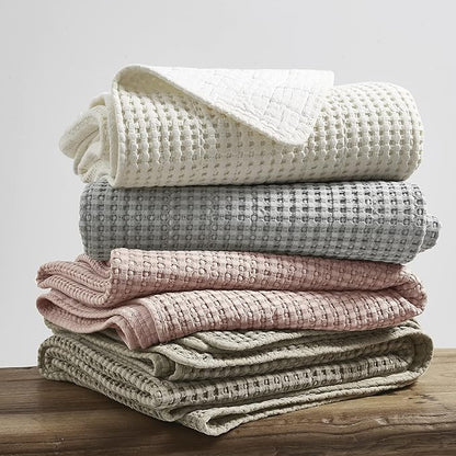 Levtex Home Mills Waffle King/Cal King Quilt Set (106x92in) with 2 Pillow Shams (36x20in) - Grey - Cotton Waffle King Size Quilt Bedding Set - Lightweight, Soft, Pre-Washed