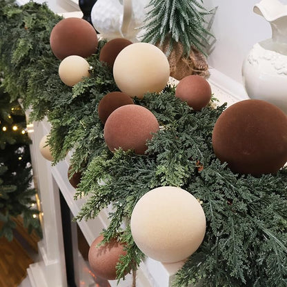 3.15inch Velvet Christmas Ornaments for Xmas Tree, 12 pcs Flocked Christmas Balls Set Assortment for Holiday Decor Multicolor