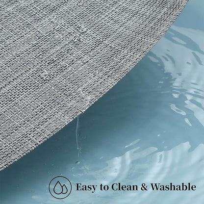 Leetaltree Linen Grey Placemats Set of 6 - Heat Resistant Non-Slip Place mats for Dining Table, Washable Durable PVC Vinyl Woven Table Mats（Linen Grey, 6）