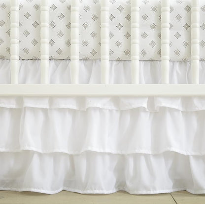 Levtex Baby - Willow Crib Bed Set - Baby Nursery Set - White - Soft Rosette Pintuck - 5 Piece Set Includes Quilt, Fitted Sheet, Diaper Stacker, Wall Decal & Crib Skirt/Dust Ruffle