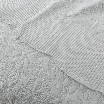 HoneiLife Oversized King Bedspreads - California King Quilt 128x120, 4-Piece Cal King Quilt Sets,Rustic Bedding Sets King Size,Extra Large Coverlets Lightweight Bed Cover for All Season Use-Grey