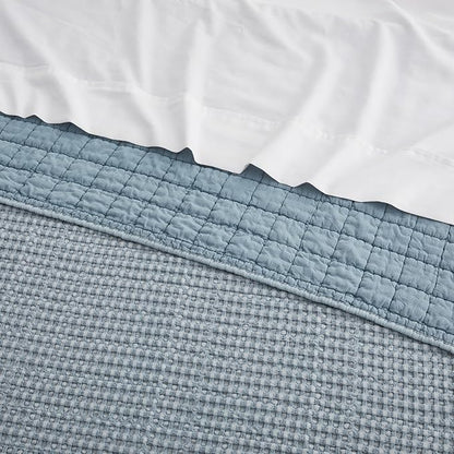 Levtex Home Mills Waffle King/Cal King Quilt Set (106x92in) with 2 Pillow Shams (36x20in) - Chambray - Cotton Waffle King Size Quilt Bedding Set - Lightweight, Soft, Pre-Washed
