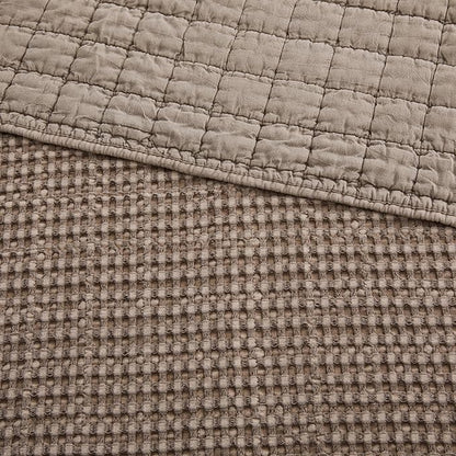 Levtex Home Mills Waffle King Bedspread Set (122x106in) with 2 Pillow Shams (36x20in) - Cocoa - Cotton Waffle King Size Bedspread Set - Soft, Pre-Washed