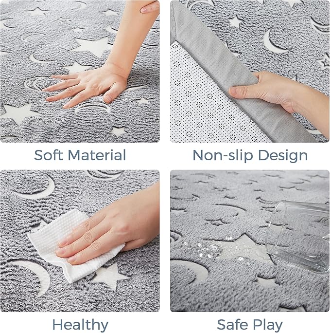 MAXYOYO Baby Play Mat, 1.2" Thick Memory Foam Soft Padded Carpet with Non-Slip Backing, Japanese Tatami Rug Living Room for Kids Toddler Children Nusery