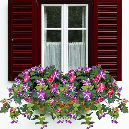 Artificial Flowers for Outdoors, 2PCS Realistic Fake Petunias UV Resistant No Fade Spring Floral, Faux Silk Flowers for Outdoor Planters Garden Yard Patio Porch Home Decor, Red Lotus