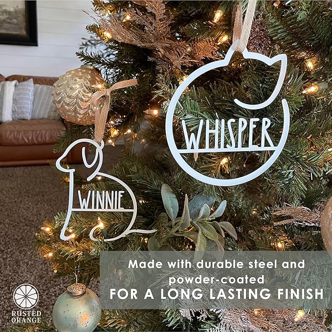 Man's Best Friend Personalized Pet Ornaments (2 Pack; 4 Inch) - Custom Name and Personalized Dog and Paw Design Christmas Ornaments for Christmas Tree