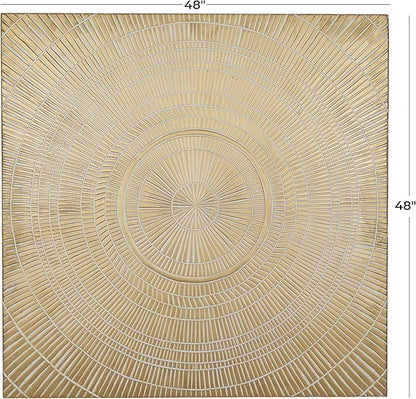 Deco 79 Wooden Geometric Handmade Home Wall Decor Intricately Carved Radial Wall Sculpture with Starburst Design, Wall Art 48" x 1" x 48", Gold