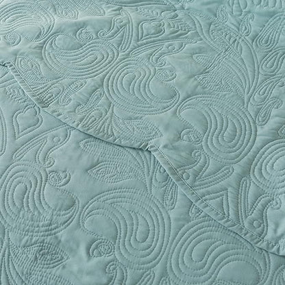 HoneiLife King Quilt Bedding Set - 3 Pieces Microfiber Quilt Sets Lightweight Bedspreads Reversible Coverlets Retro Bed Cover Quilt King Size All Season Quilts-Sage Green