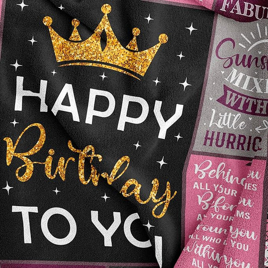Birthday Gifts for Girls/Her, Happy Birthday Decorations Blanket 40"X50", Birthday Gifts for Teen Girls, Birthday Gifts for Daughter/Granddaughter/Friend/Sisters, Girls Birthday Gift Ideas