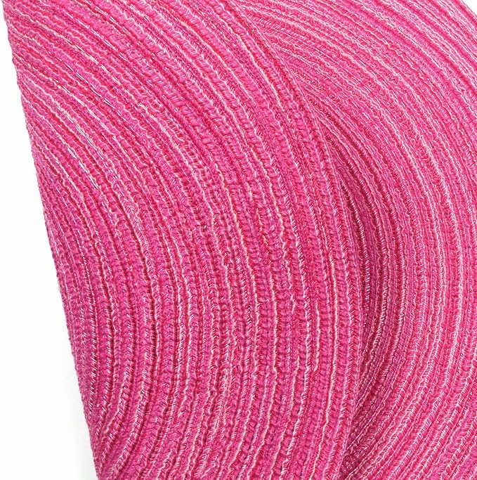 SHACOS Round Braided Placemats Set of 6 Cotton Round Place Mats 15 inch Washable Table Mats for Holiday Party (Hot Pink, 6)