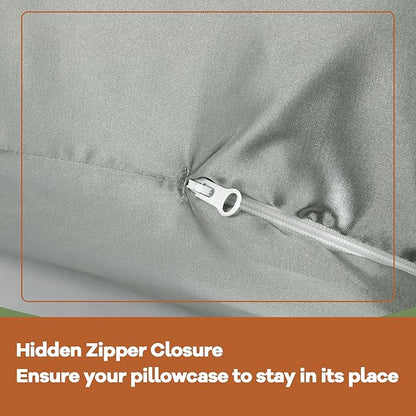 HOMBYS Silky Satin Pregnancy Pillow Cover (ONLY Pillowcase), Luxurious Smooth Maternity Pillow Cover, U Shaped Soft & Breathable Large Pillow Protector for Side Sleeper, 60.8" L x 31.5" W, Dark Grey