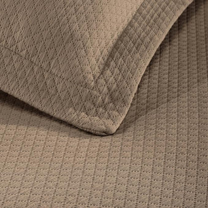 Superior Solitaire Cotton 3 Piece Bedspread Set, Home Bed Decor, Decorative Textured Bed Spread, 2 Pillow Shams, Airy Blanket, Matelasse Coverlet Bedding, All-Season Accent Blanket, Queen, Taupe