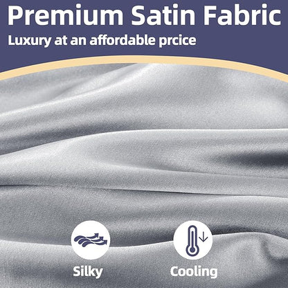 Silky Satin Pregnancy Pillow Cover (ONLY Pillowcase), U Shaped Luxurious Smooth Maternity Pillow Cover, Soft & Breathable Large Pillow Protector with Hidden Zip for Side Sleeper,Light Grey