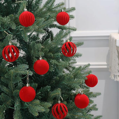6inch Big Velvet Christmas Ornaments for Xmas Trees, 2 pcs Flocked Christmas Balls Sets for Holiday Decor