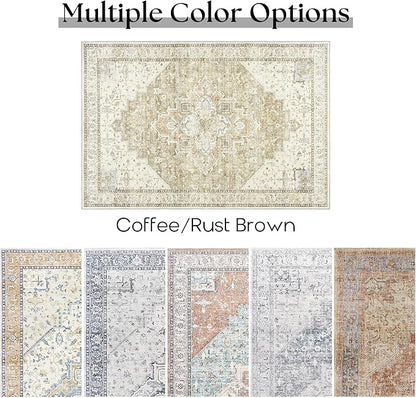 Boho Runners for Hallway,3x10 Non Slip Washable Neutral Rustic Modern Farmhouse Persian Runner Rugs for Kitchen, 3 x 10, Light Tan Brown and Beige Coffee