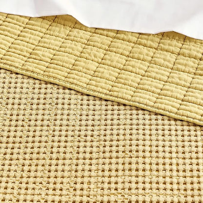 Levtex Home Mills Waffle Full Bedspread Set (100x104in) with 2 Pillow Shams (26x20in) - Ochre - Cotton Waffle Full Size Bedspread Set - Lightweight, Soft, Pre-Washed