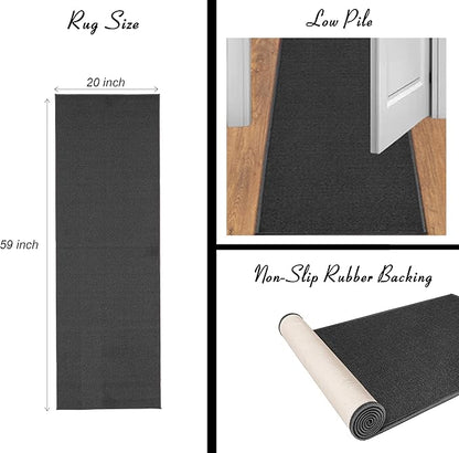 Ottomanson Laundry Collection Non-Slip Rubberback Laundry Text Design 2x5 Laundry Room Runner Rug, 20" x 59", Red