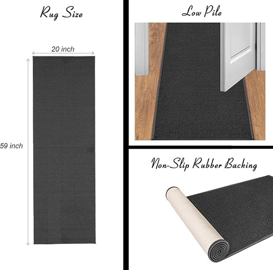 Ottomanson Laundry Collection Non-Slip Rubberback Laundry Text Design 2x5 Laundry Room Runner Rug, 20" x 59", Red
