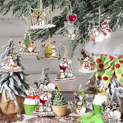 Suzile 36 Pcs Christmas Wooden Ornaments Cute Snowman Christmas Decoration Snowman Ornaments for Tree Winter Hanging Crafts Winter Tree Home Decor for Xmas Holiday Party