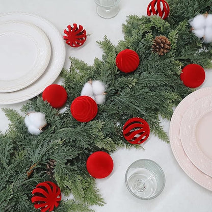 6inch Big Velvet Christmas Ornaments for Xmas Trees, 2 pcs Flocked Christmas Balls Sets for Holiday Decor