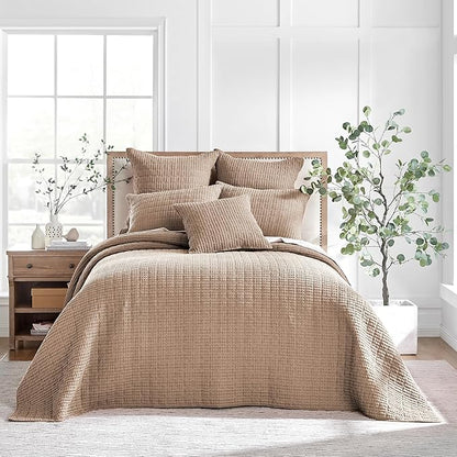 Levtex Home Mills Waffle Full Bedspread Set (100x104in) with 2 Pillow Shams (26x20in) - Blush - Cotton Waffle Full Size Bedspread Set - Lightweight, Soft, Pre-Washed