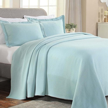 Superior Solitaire Cotton 2 Piece Bedspread Set, Home Bed Decor, Decorative Textured Bed Spread, 1 Pillow Sham, Airy Blanket, Matelasse Coverlet Bedding, All-Season Accent Blanket, Twin, Aqua