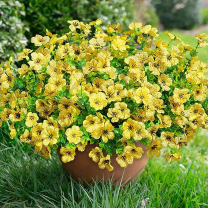 Artificial Fake Fall Yellow Mums Flowers Plants for Outdoor Outside, 12 Bundles Autumn Faux Silk Daisy UV Resistant Realistic for Porch Patio Home Window Box Yard Garden Planter