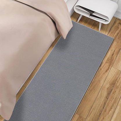 Machine Washable Modern Solid Design Non-Slip Rubberback 3x10 Traditional Runner Rug for Hallway, Kitchen, Bedroom, Living Room, 2'7" x 9'10", Gray