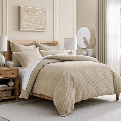 Levtex Home - Cloud Waffle Taupe Comforter Set - Full/Queen Comforter + Two Standard Pillow Cases - Waffle Weave - Taupe - Comforter (90 x 94in.) and Pillow Case (26 x 20in.) - Cotton