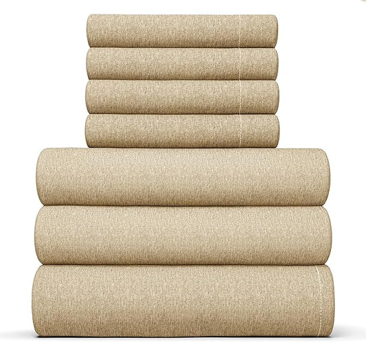 CGK Linens Split King 7 Piece Sheet Set - Cooling Sheets for Hot Sleepers - Hotel Luxury Bedding Set with 8-16 Inch Deep Pockets - 1 Flat & 2 Fitted & 4 Pillowcases - Soft & Wrinkle Free - Split King