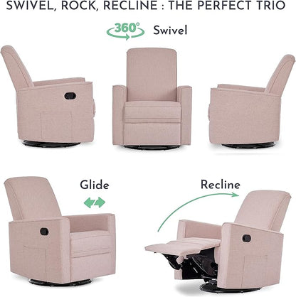 Evolur Glider Swivel Raleigh Upholstered Plush Seating, Rose