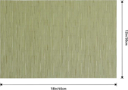 Leetaltree Pea Green Placemats Set of 4 - Heat Resistant Non-Slip Place mats for Dining Table, Washable Durable PVC Vinyl Woven Table Mats（Pea Green, 4）