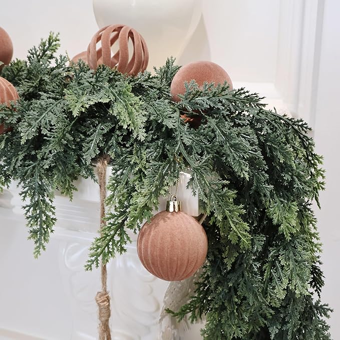 Senjie Velvet Christmas Balls Flocked Christmas Tree 3.15inch Ornaments 12PCS Plastic Balls Xmas Hanging Ornaments Decoration Light Coffee