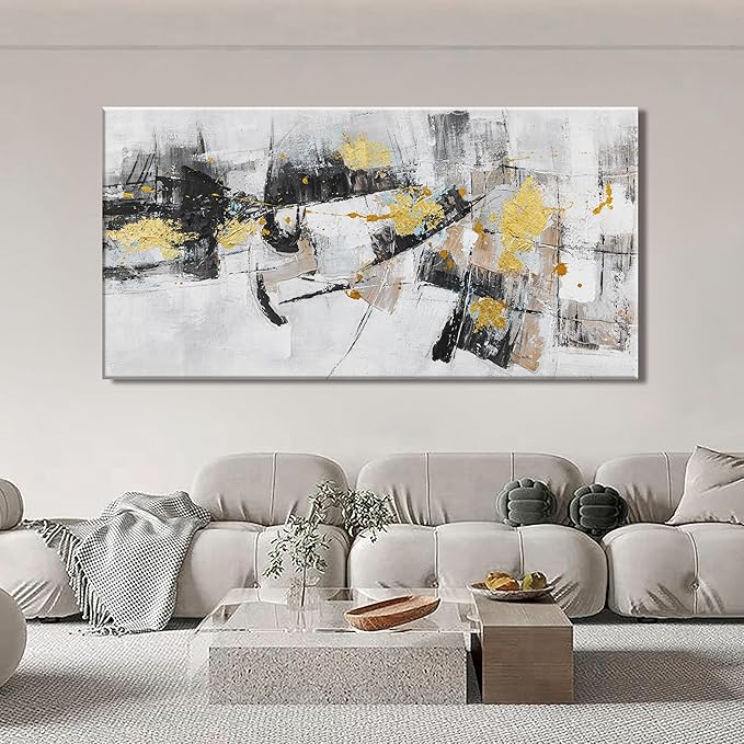 Abstract Wall Art Decor Home Decor Wall Art Prints Wall Canvas Decorations Black Gold Modern Large Artwork Pictures for Living Room Wall Bedroom Kitchen Office Decor 30"×60"