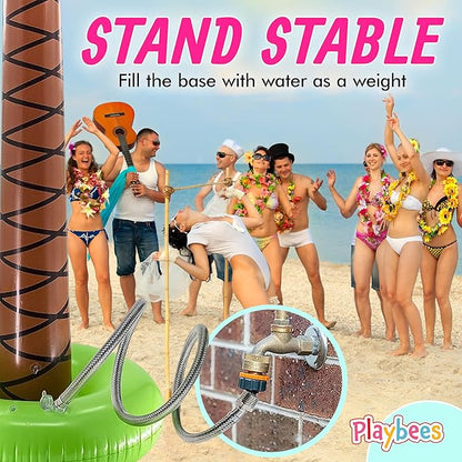 Giant Inflatable Palm Tree 6 Foot - 4PK - Beach Party Decorations for Summer Luau Themed Pool Party, Tropical Hawaiian Blow Up Palm Tree Favors - Poolside Ambiance, Easy Inflation