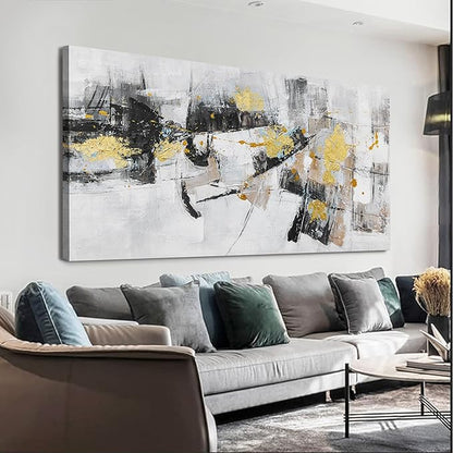 Black Gold Abstract Wall Art Decor Maximalist Home paintings Decor Wall Art Prints Wall Decorations Modern Artwork Pictures for Living Room Wall Bedroom Kitchen Office Decor 24"×48"