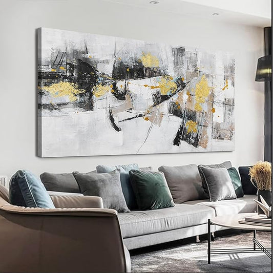 Black Gold Abstract Wall Art Decor Maximalist Home paintings Decor Wall Art Prints Wall Decorations Modern Artwork Pictures for Living Room Wall Bedroom Kitchen Office Decor 24"×48"