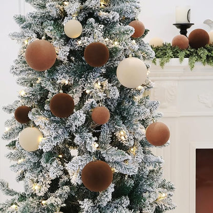 3.15inch Velvet Christmas Ornaments for Xmas Tree, 12 pcs Flocked Christmas Balls Set Assortment for Holiday Decor Multicolor